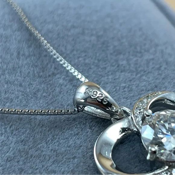 1ct Certified Moissanite Round Cut Heart Sterling Silver Fine Pendant Necklace